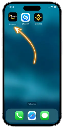 Verknüpfung der Freshbet iOS App bereit zum Öffnen auf dem Mobilgerät