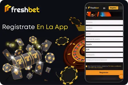 Proceso de registro de cuenta en la app de Freshbet
